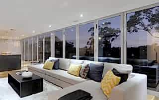 Aluminium bifold doors installed in the living room of a modern Perth home
