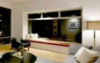Small aluminium awning windows installed in the living room of modern Perth home
